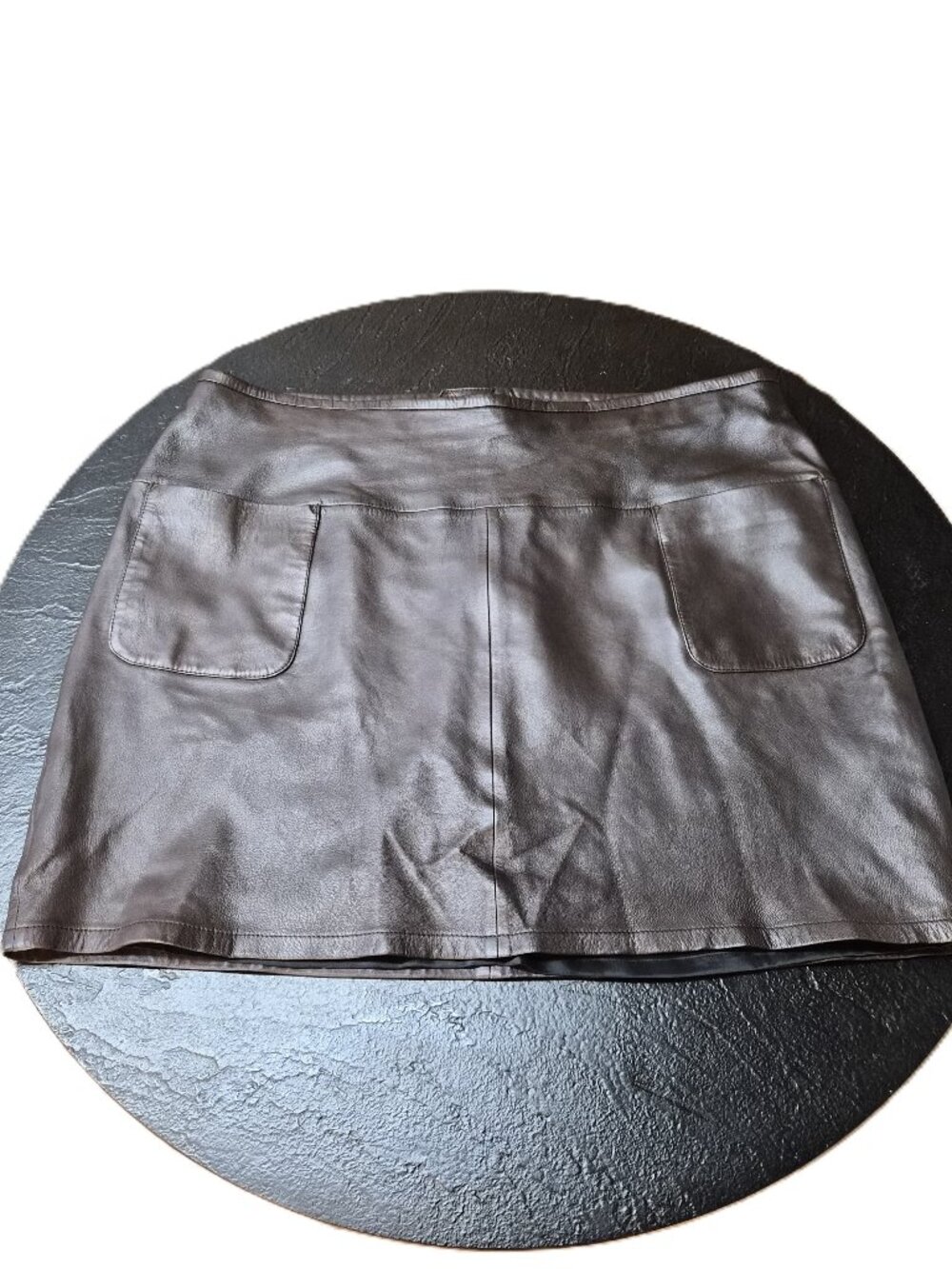 Autograph M&S Soft Leather Mini Skirt Chocolate Brown Quiet Luxury Mobwife